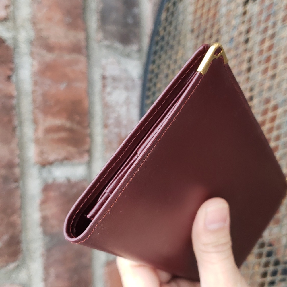 Vintage Cartier Long International Leather Bifold Wallet Gold Gussets Luxury - Picture 6 of 15